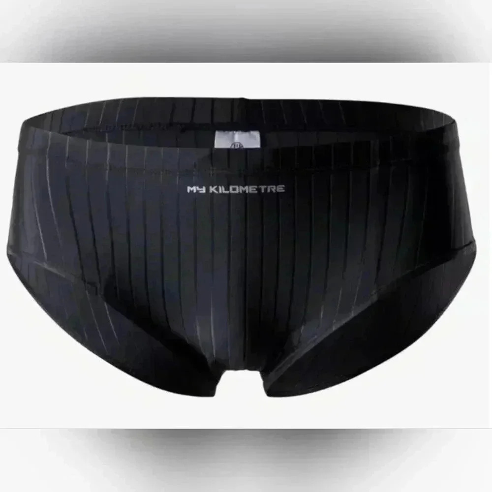 MY KILOMETER MEN ATHLETIC SWIMWEAR BRIEFS TRUNKS PURE BLACK NWT 3XL